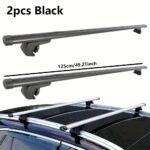 2pcs Heavy-Duty Aluminum Alloy Roof Rack with Locking Bars, Adjustable Height and Width, Aerodynamic Design, 125cm/49.29in Length, Easy Snap Installation, Suv - Compatible With Kayaks, Snowboards, Luggage, Boats & Cargo - Integrated Roof Cargo Syste - Image 2