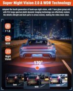 3 Channel Dash Cam,4K+1080P Dash Cam Front and Rear Inside, Dash Camera for Cars, Triple Car Camera with 32GB Card,Built-in G-Sensor - Image 4