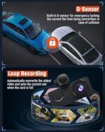 3 Channel Dash Cam,4K+1080P Dash Cam Front and Rear Inside, Dash Camera for Cars, Triple Car Camera with 32GB Card,Built-in G-Sensor - Image 2