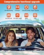 3 Channel Dash Cam,4K+1080P Dash Cam Front and Rear Inside, Dash Camera for Cars, Triple Car Camera with 32GB Card,Built-in G-Sensor - Image 6