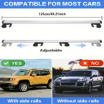 2pcs Heavy-Duty Aluminum Alloy Roof Rack with Locking Bars, Adjustable Height and Width, Aerodynamic Design, 125cm/49.29in Length, Easy Snap Installation, Suv - Compatible With Kayaks, Snowboards, Luggage, Boats & Cargo - Integrated Roof Cargo Syste - Image 4